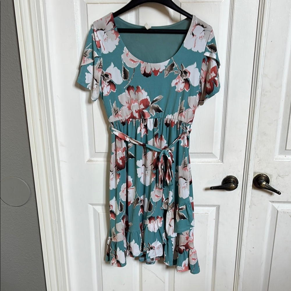 Pinkblush Pink and White Flutter Sleeve Sundress-Maternity